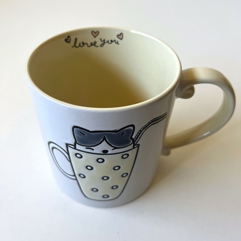 Spectrum Designz Cat Treat Love You Cat Coffee Mug 2025 Hand Painted NEW